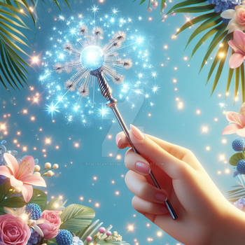 Magic wand sparkle fantasy digital illustration