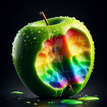 Rainbow apple juicy digital illustration