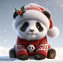 Santa panda winter digital illustration