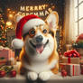 Merry Christmas corgi dog digital illustration