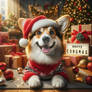 Merry Christmas corgi dog digital illustration