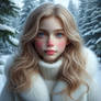 Girl portrait winter digital illustration
