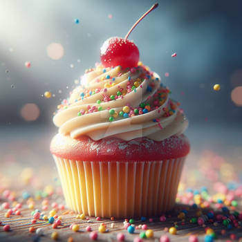 Decorated cupcake digital illustration