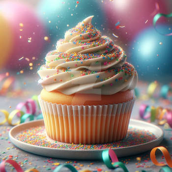Decorated cupcake digital illustration