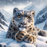 Snow cat winter digital illustration