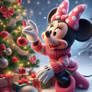 Minnie mouse decorates christmas tree 3D