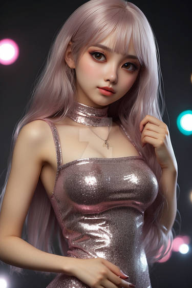 barely dressed glitter lady model babe 3D