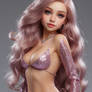 barely dressed glitter lady model babe 3D