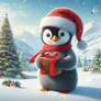 Penguin christmas winter digital illustration