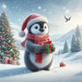 Penguin winter digital illustration christmas