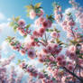 Cherry blossom tree digital illustration