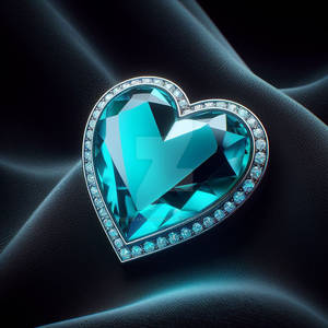 turquoise blue heart jewel digital illustration