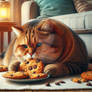 Fat cat with cookie digital illustration