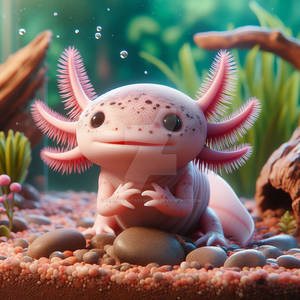 happy axolotl digital illustration