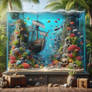 Tropical aquarium digital illustration