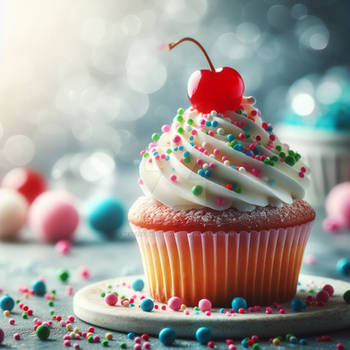 Cupcake decorated digital illustration