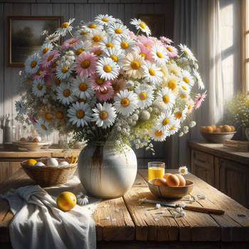 Daisies in vase nature digital illustration