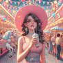 Girl in pastels at the fair digital illustration