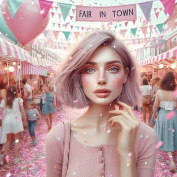 Girl in pastels at the fair digital illustration