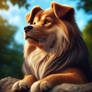 Lion dog portrait digital illustration