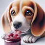 Dog eats jam digital illustration