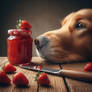 Dog eats jam digital illustration