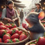 Mouse gets strawberry digital illustration