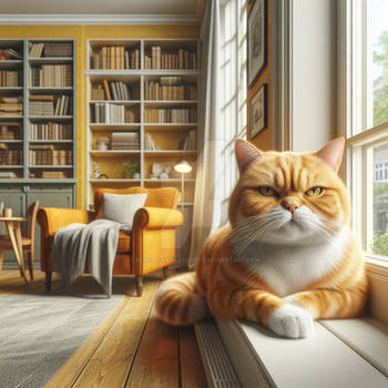 Cat on a pillow digital illustration