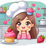 Cooking mama kitchen girl digital illustration