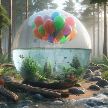 Balloon with aquarium digital illustration