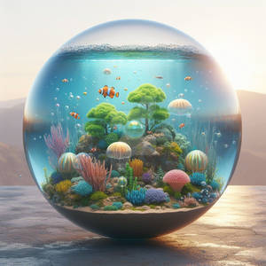 Balloon with aquarium digital illustration