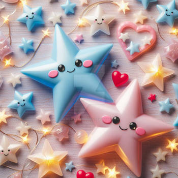 Plastic stars digital illustration cute