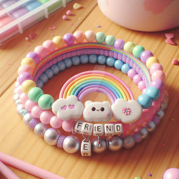 friendship bracelet with beads rainbow 3D