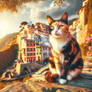 Cat in italy digital illustration