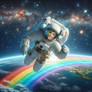 astronaut rides the rainbow galaxy 3D