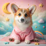 Sleepy corgi in pyjamas cute digital illustration