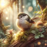Bird on branch digital illustration