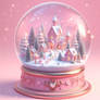 Pink fantasy snowglobe digital illustration