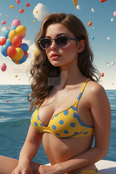 Polka dot bikini babe model lady 3D