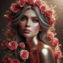 Girl with roses portrait 3D