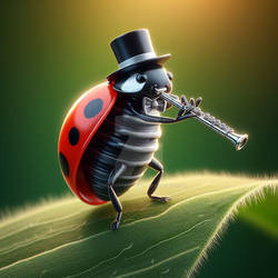 Ladybug plays instrument digital illustration