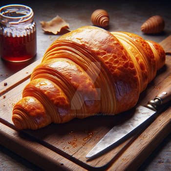 Croissant in bakery digital illustration