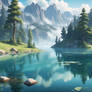 Lake nature digital illustration 3D