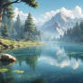 Lake nature digital illustration 3D