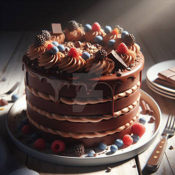 Chocolate cake digital illustration 3D