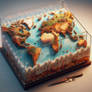 Square world cake digital illustration