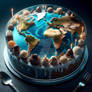 Square world cake digital illustration