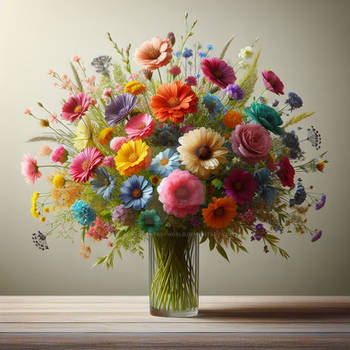 Classic colorful bouquet digital illustration