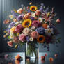 Classic colorful bouquet digital illustration