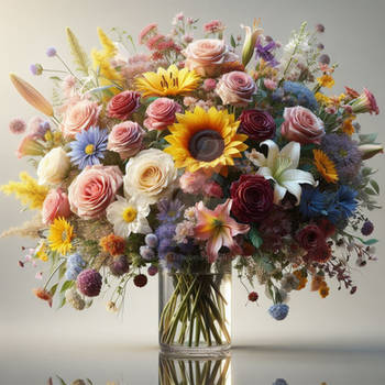 Classic colorful bouquet digital illustration